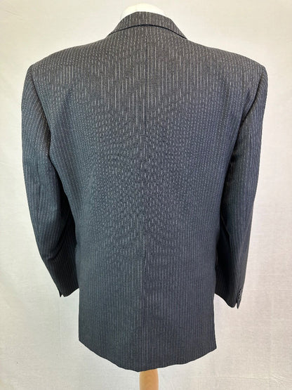 Daks Men's Grey Pinstripe Jacket - 42R - Two Buttons - 100% Wool