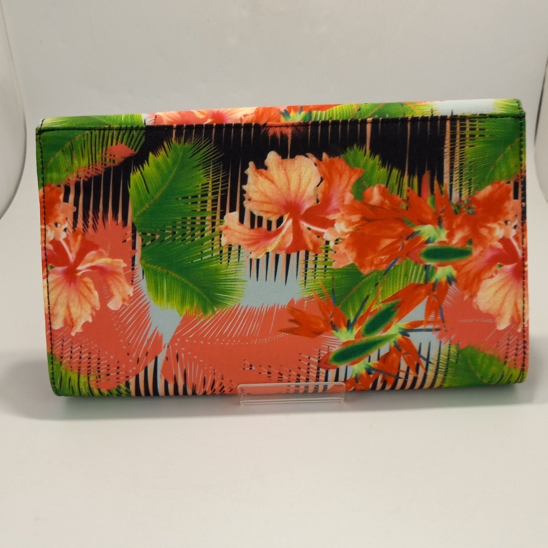 Aldo Floral  Hibiscus Tropical Print Clutch Bag with Detachable Chain Strap