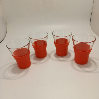 Designer Bormioli Rocco Brio Espresso Latte Coffee Glasses X 4 Red