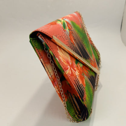 Aldo Floral  Hibiscus Tropical Print Clutch Bag with Detachable Chain Strap