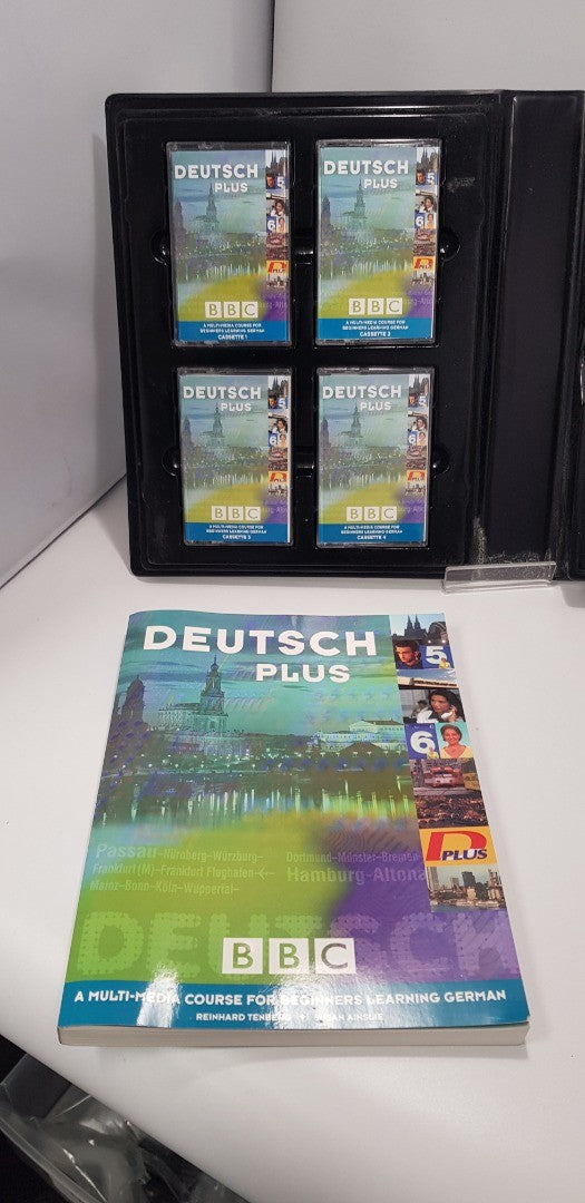 Vintage. BBC Deutsch Plus.  x4 x 75 minute Audio Cassette Tapes plus Course Book VGC
