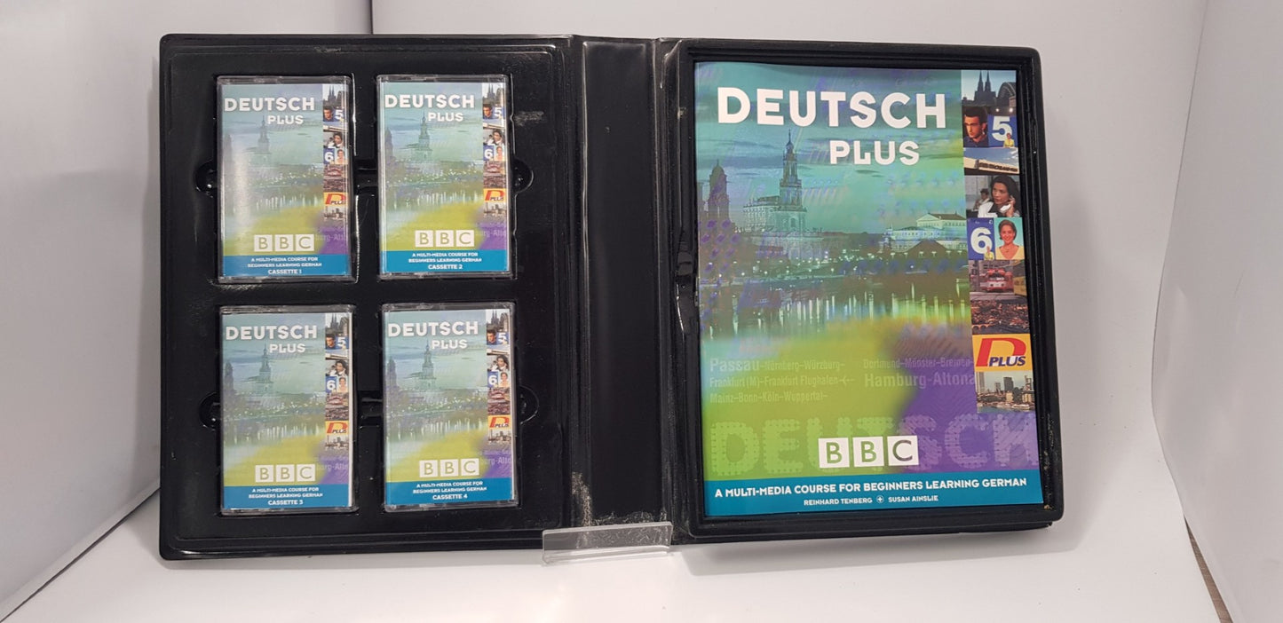 Vintage. BBC Deutsch Plus.  x4 x 75 minute Audio Cassette Tapes plus Course Book VGC