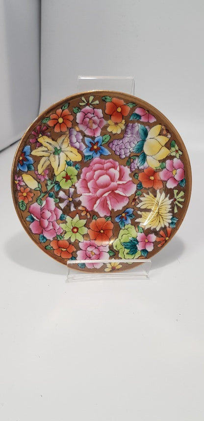 16cm Colourful Chinese Floral Patterened Plate VGC