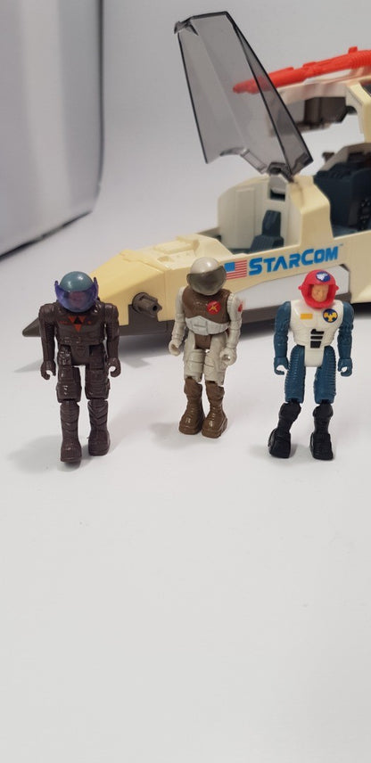 Vintage/Rare. Starcom Coleco 1986 Starmax Bomber & 3 figures. VGC