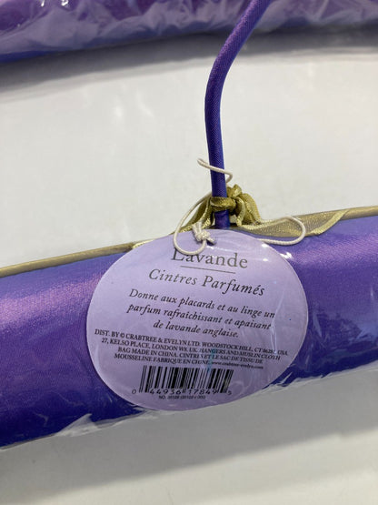 Crabtree and Evelyn Pair of Purple Satin Lavender Scented Padded Coat Hangers
