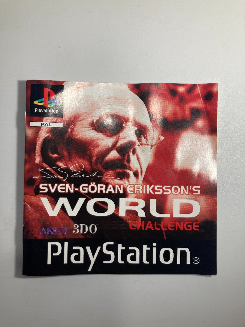 PlayStation 1 Sven Goran Eriksson's World Challenge Video Game - Tested + Manual