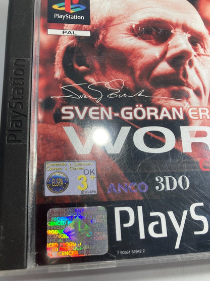 PlayStation 1 Sven Goran Eriksson's World Challenge Video Game - Tested + Manual