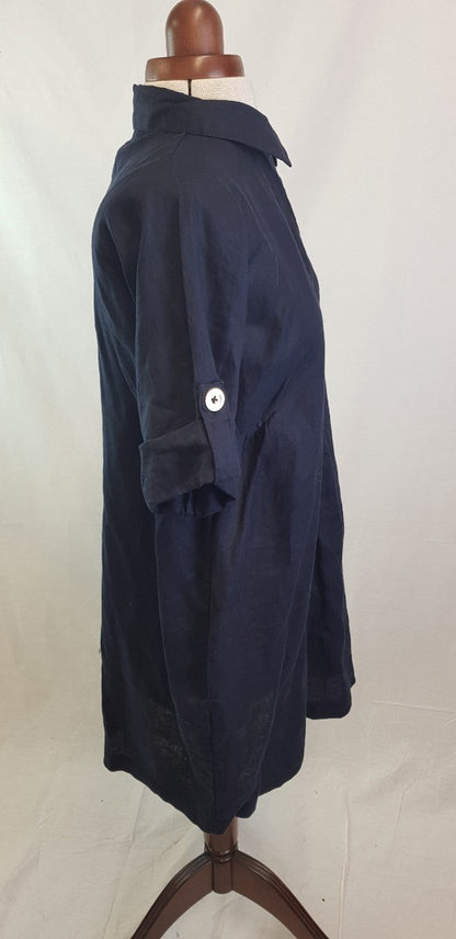 Joules Navy Blue 100% Linen Dress Size 10 VGC