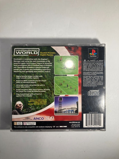 PlayStation 1 Sven Goran Eriksson's World Challenge Video Game - Tested + Manual