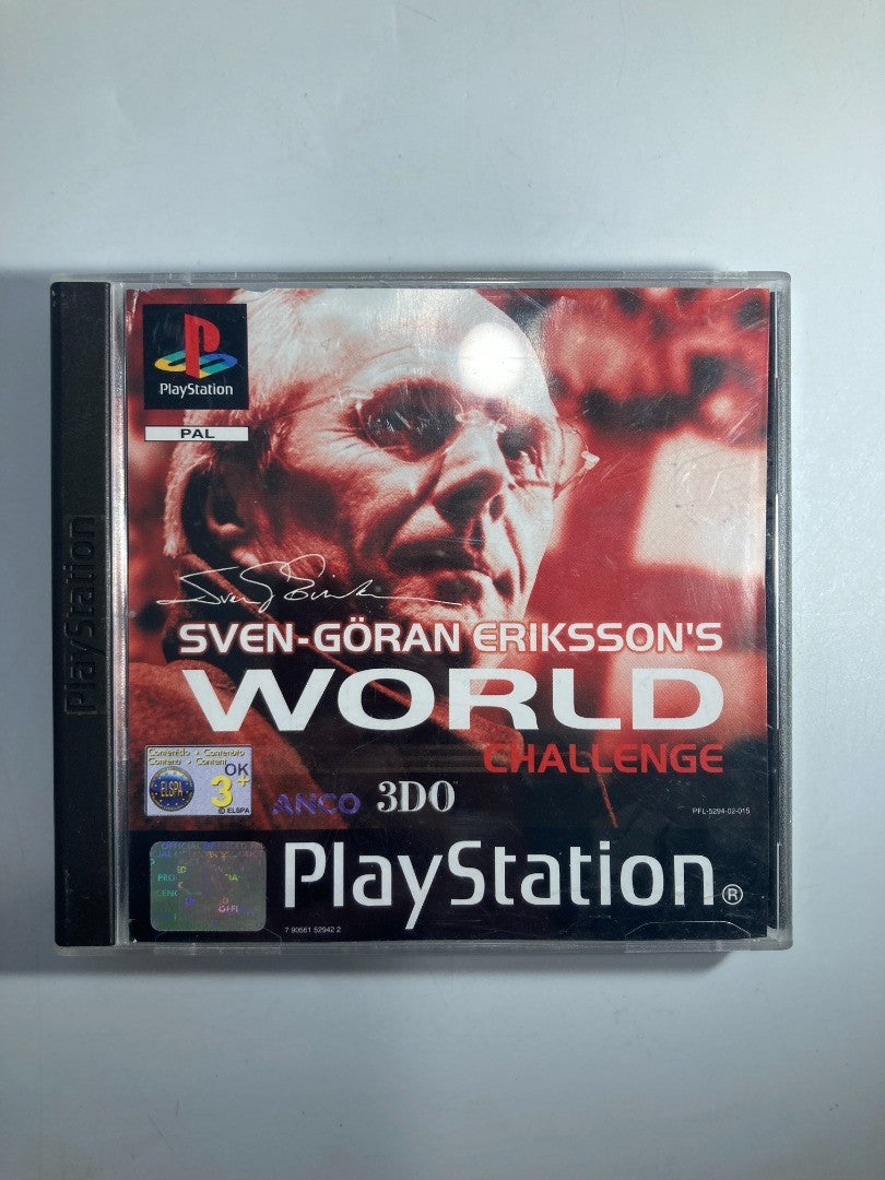 PlayStation 1 Sven Goran Eriksson's World Challenge Video Game - Tested + Manual