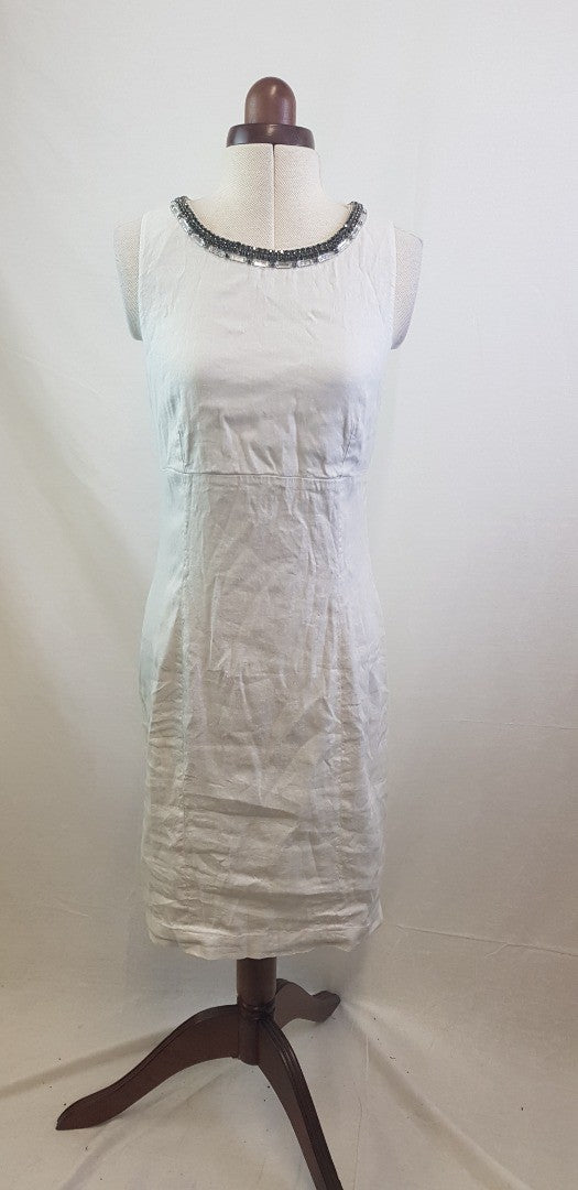 120% Lino Grey Linen Shift Dress Size S  VGC