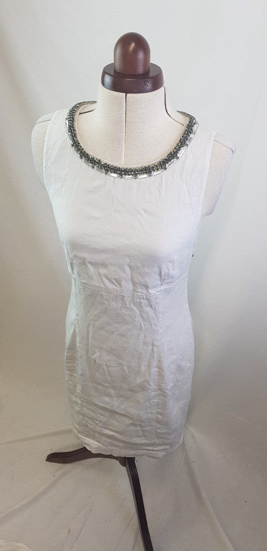 120% Lino Grey Linen Shift Dress Size S  VGC