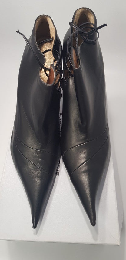 Robert Clergerie Black Leather Ankle Boots Size 5.5/6 (Narrow) BNIB