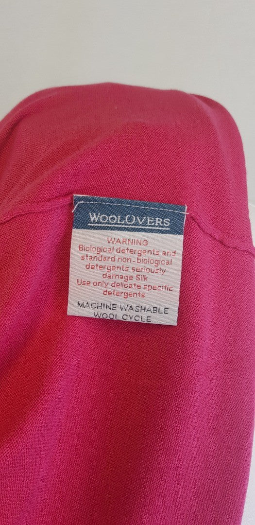 Woolovers Super Soft Silk & Cotton Fuchsia Pink Cardigan Size M BNWT