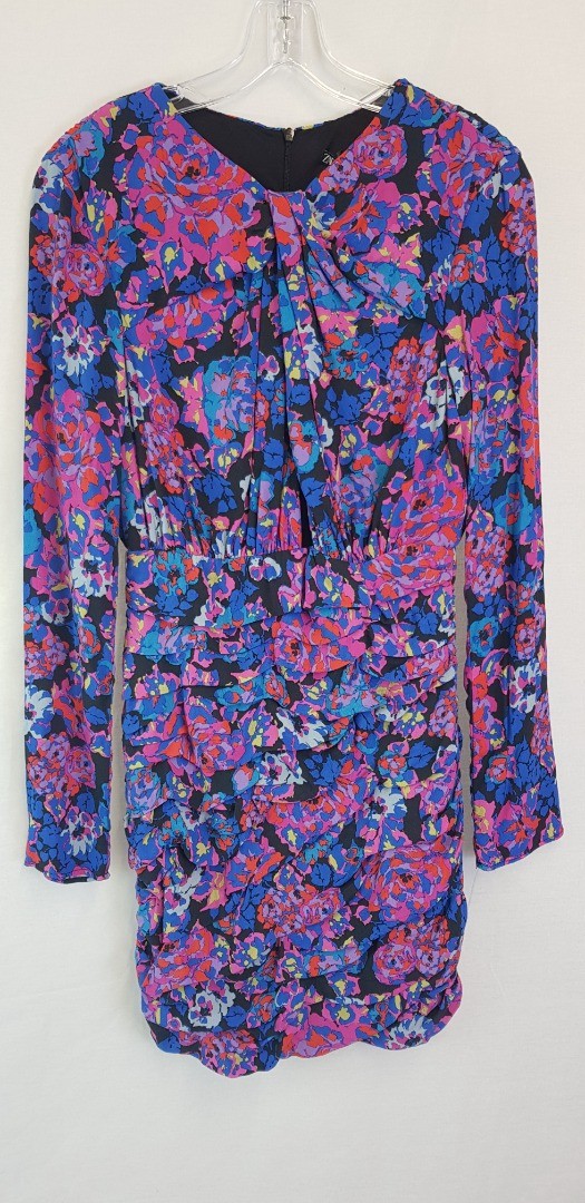 Zara. Colourful Floral Dress, Short with Cut Out to front. Size S BNWT