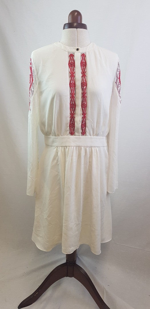 Alice by Temperley Ladies Dress Cream with Red lace details.  Size 12  GC