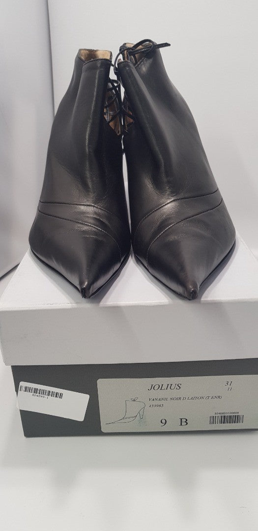 Robert Clergerie Black Leather Ankle Boots Size 5.5/6 (Narrow) BNIB