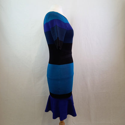 Karen Millen Bodycon Striped Dress Uk Size 12 (size 3 )