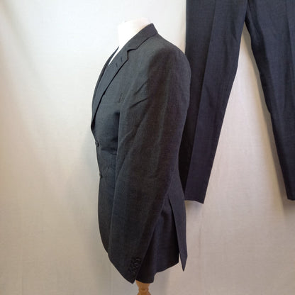 BARRINGTON AYRE Gents 3 Piece Charcoal Suit-Bespoke Paisley Blue Lining-W36 L34