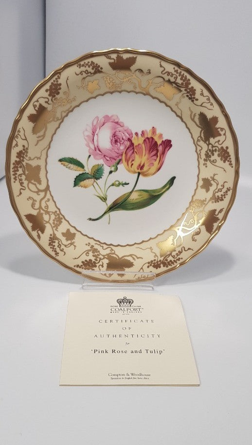 Coalport Fine Bone China Plate - Pink Rose & Tulip Collector plate VGC