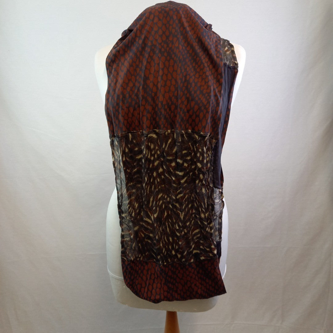 SANDWICH Layered Slip Dress with Scarf-Boho Style-Muted Grey/Brown-UK Size Small