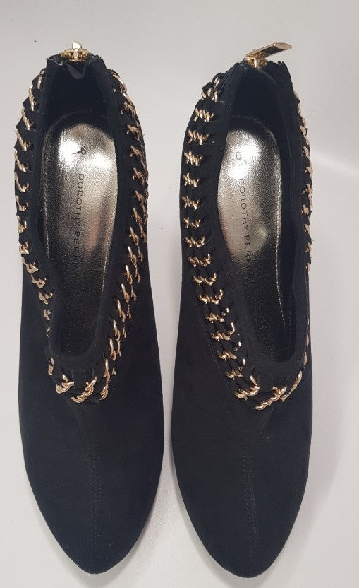 Dorothy Perkins Formal Black Booties with Gold Tone details Size 6 New