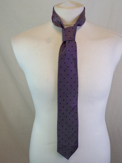 Paul Smith Purple Striped & Polka Dot Satin Silk Tie