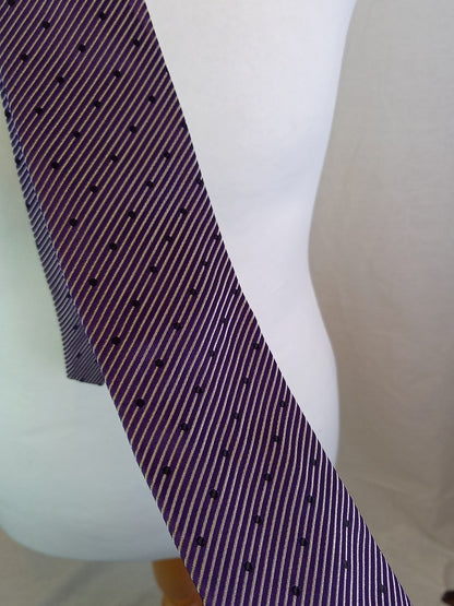 Paul Smith Purple Striped & Polka Dot Satin Silk Tie