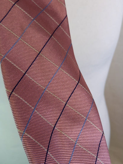 Hackett London Pink & Blue Checkered Silk Tie - Made in Italy