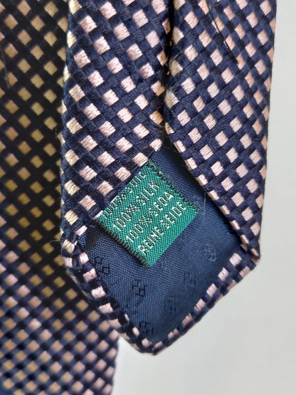 Andrew's Ties Milano Navy & Pink Checkered Silk Tie