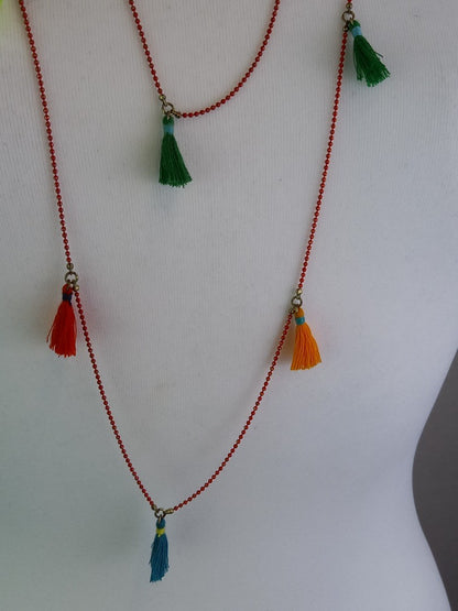 Boho Betty Colourful Multicoloured Tassel Long Layering Necklace