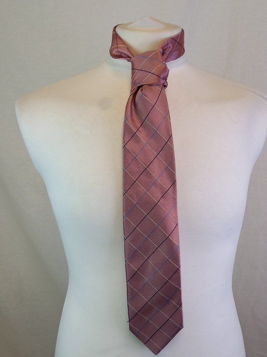 Hackett London Pink & Blue Checkered Silk Tie - Made in Italy