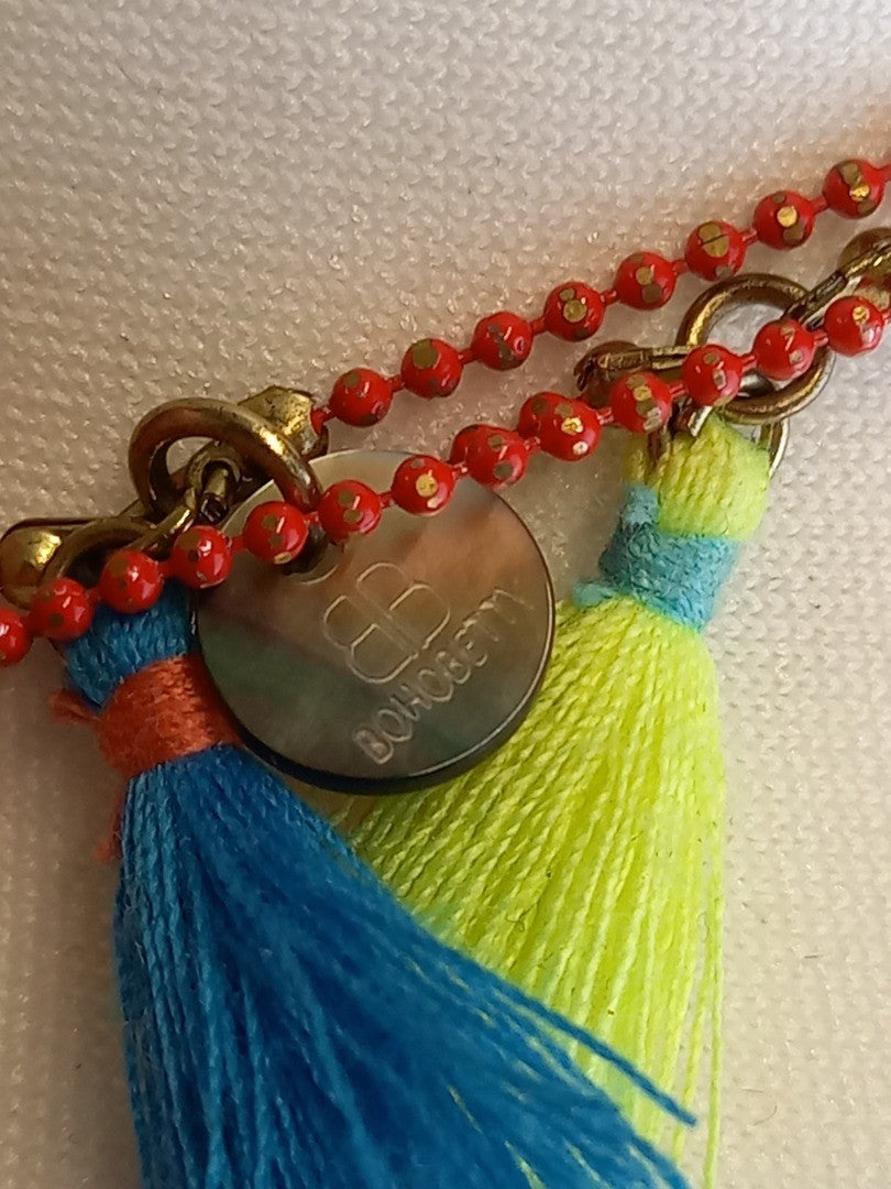 Boho Betty Colourful Multicoloured Tassel Long Layering Necklace