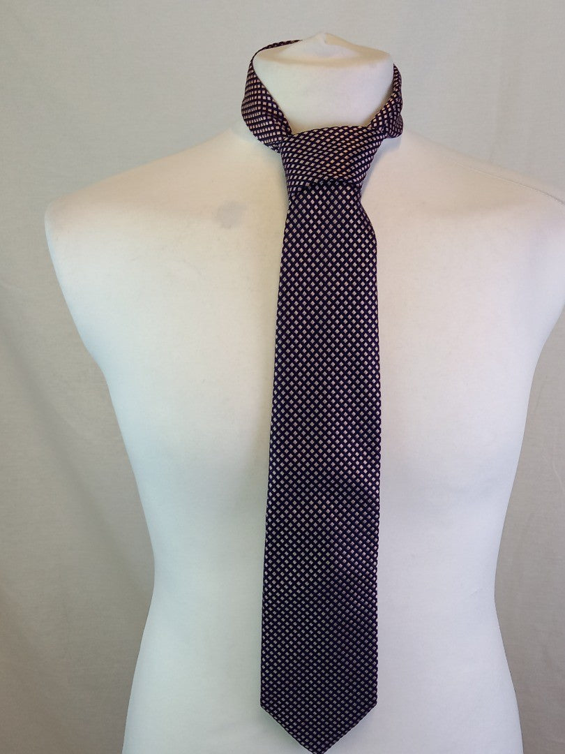 Andrew's Ties Milano Navy & Pink Checkered Silk Tie