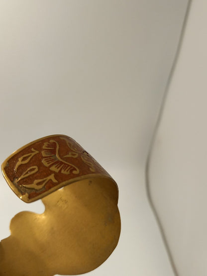 Elephant Enamel & Brass Vintage Cuff Bangle Bracelet - Made in India