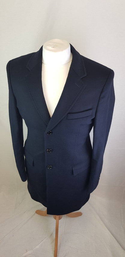 Hugo Boss 3/4 Length Navy Wool & Cashmere Men's Coat Size 46.  VGC