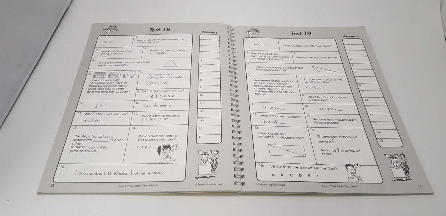 Folens. One-A-Week Maths Tests Book 5 VGC 1852767774