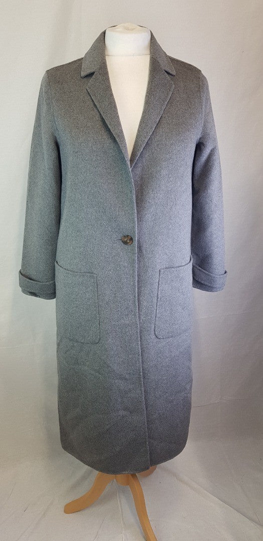 Hush Double Face Side Split Coat in Light Grey Marl Size 8 BNWT