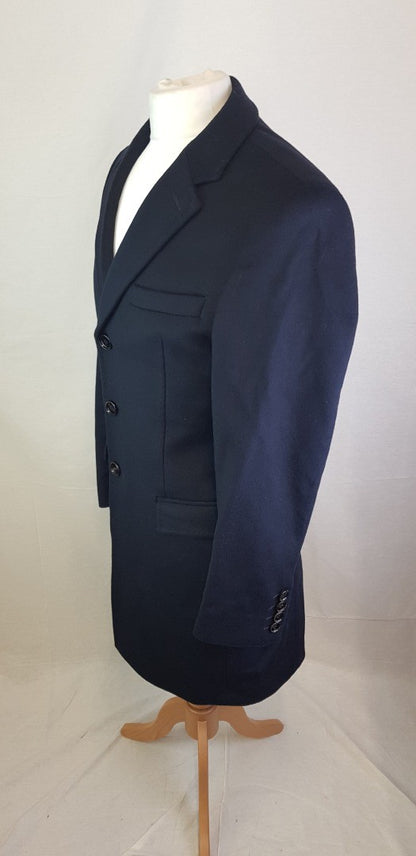 Hugo Boss 3/4 Length Navy Wool & Cashmere Men's Coat Size 46.  VGC