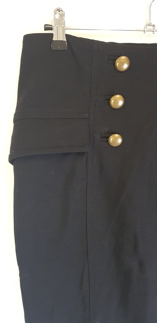 Diane Von Furstenberg Black Stretchy Pencil Skirt Size 6 VGC