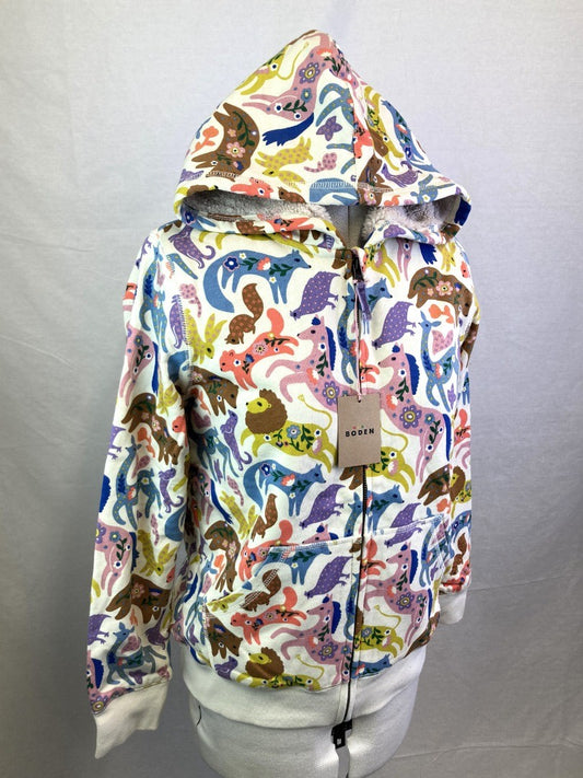 Boden Mini Borg Hoodie, Kids 13-14 Years, Multicolour Animal Faux Fur Lined