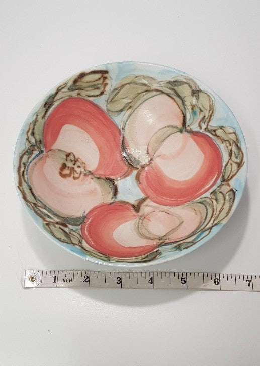 David Walters Pottery Bowl with Pink & Green Apples VGC