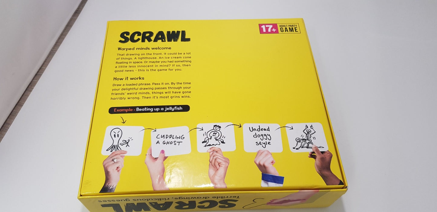 Scrawl Board Game - Terrible Drawings & Ridiculous guesses ... Adult Game VGC