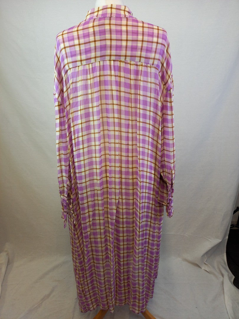 Me369 Checkered Oversized Long Sleeved Maxi Dress - Size M/L