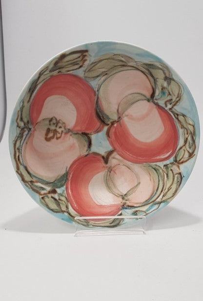 David Walters Pottery Bowl with Pink & Green Apples VGC