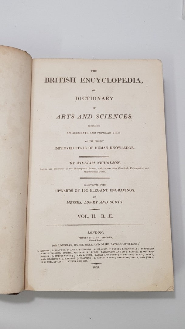 The British Encyclopedia or Dictionary of Arts & Sciences By William Nicholson 1809