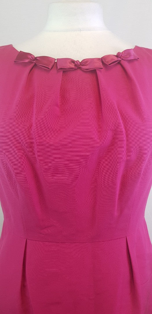 LK Bennett Silk & Cotton Hot Pink India Dress Size 14 BNWT