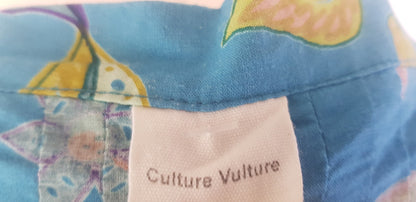 Culture Vulture Blue Floral Wrap Dress Size M VGC