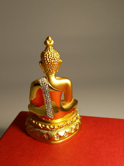 Miniature Gold Tone Buddha Ornament with Diamante Detail - In Box