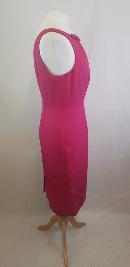 LK Bennett Silk & Cotton Hot Pink India Dress Size 14 BNWT